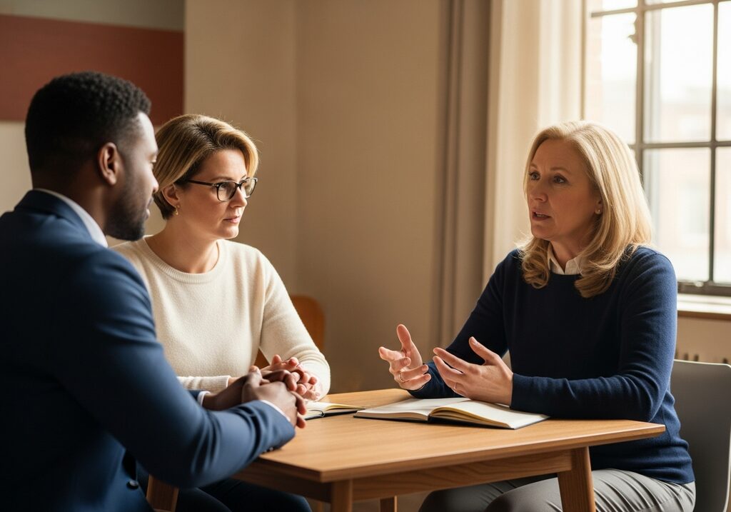 A focused one-on-one coaching conversation